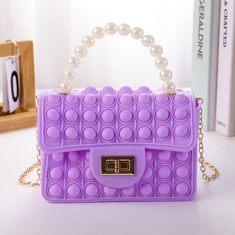 Damen stilvolle Handtasche mit Perlengriff Karnz