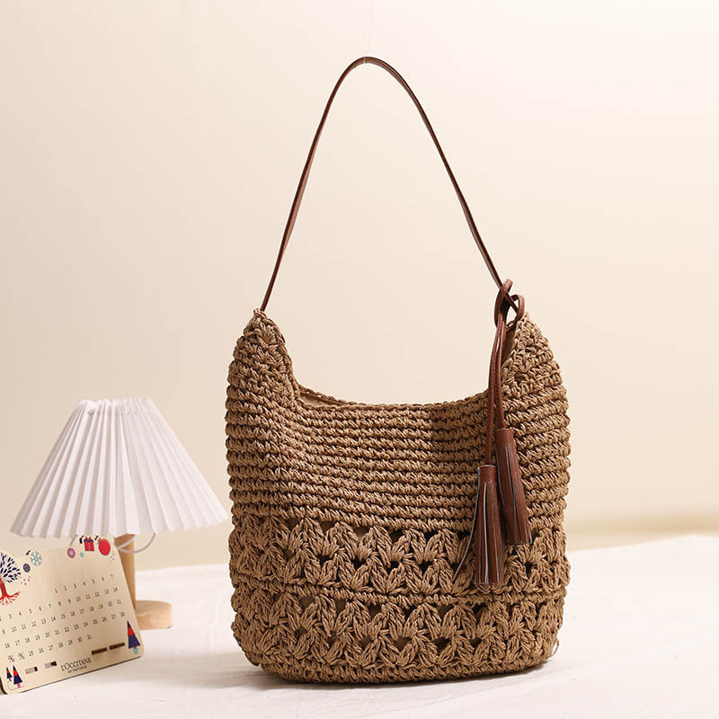 Damen Stilvolle Henkeltasche aus nachhaltigem Bastmaterial Karnz