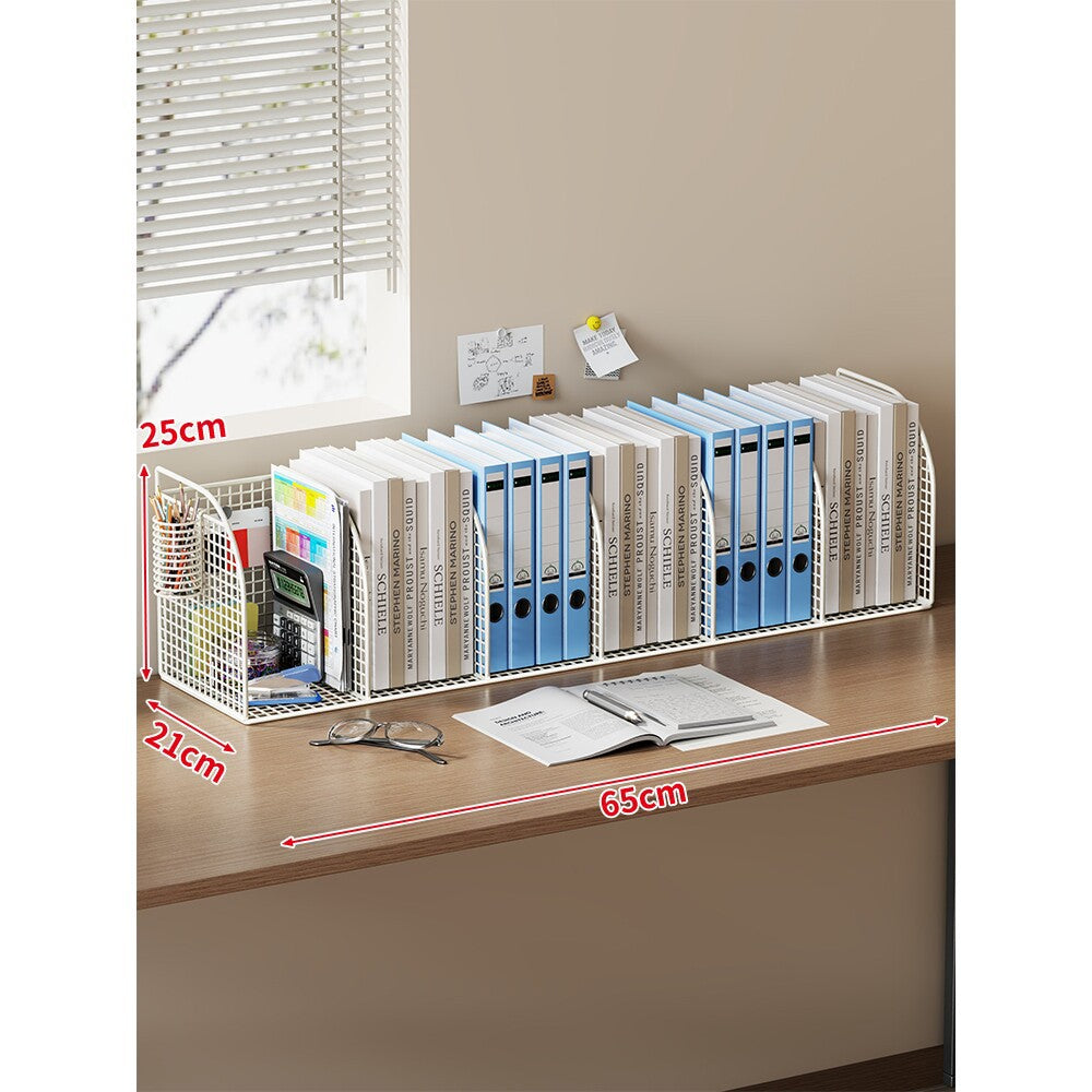 Langer Multi-Slot Desktop-Datei- und Ordner-Organizer mit Stift- und Zubehörhalter