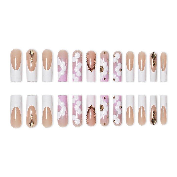 Elegante 3D Blumen Press-On Nagelkunst Karnz