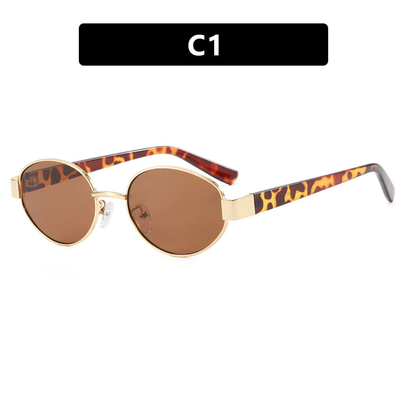 Damen modische Sonnenbrille mit exklusivem Leopardenmuster und elegantem Metallrahmen Karnz