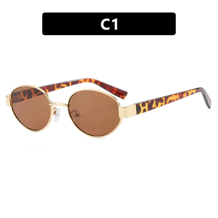 Damen modische Sonnenbrille mit exklusivem Leopardenmuster und elegantem Metallrahmen Karnz
