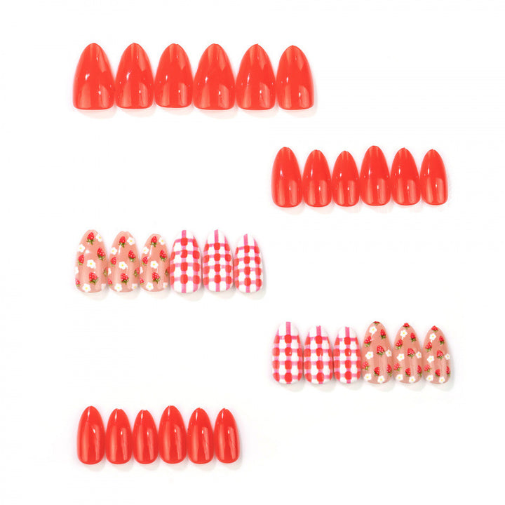 Saisonales Erdbeer-Themen Press-On Nail Art Set