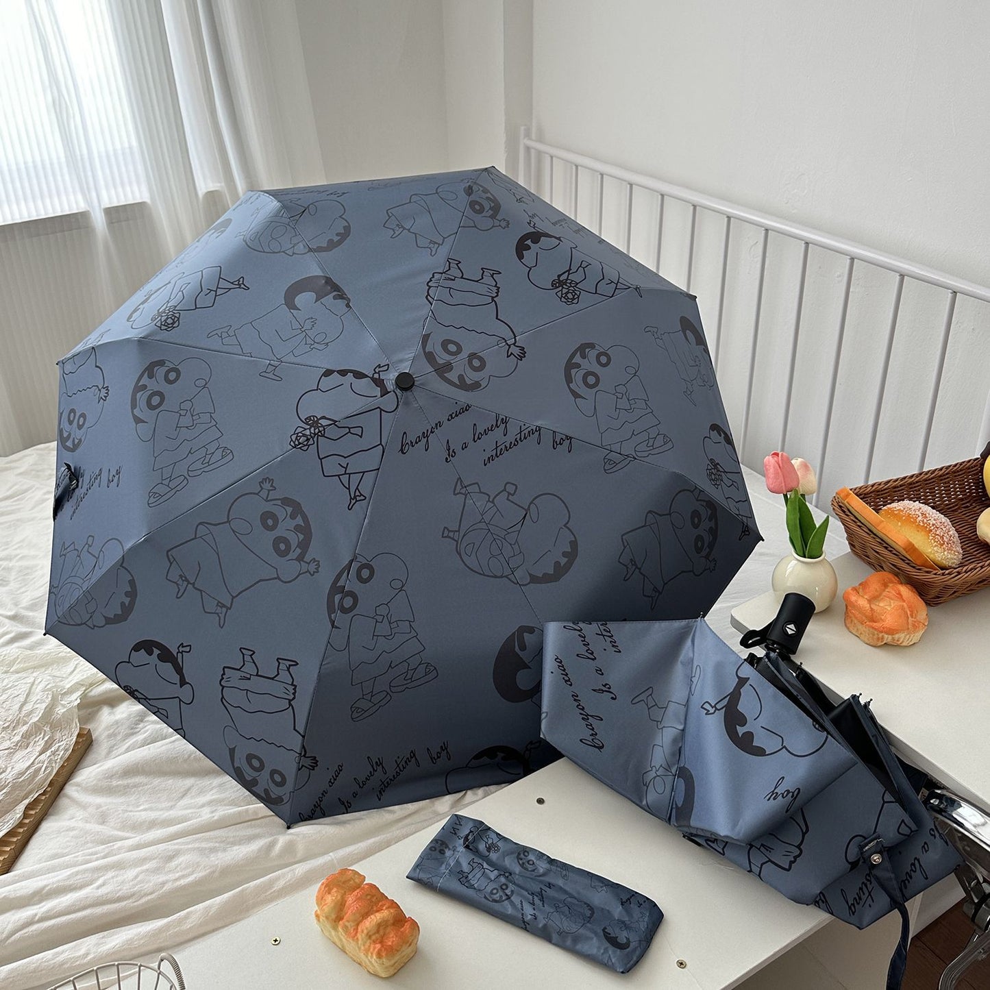Damen Automatischer Regenschirm mit kreativem Comic-Design Karnz