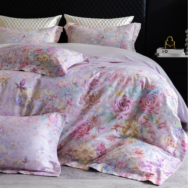 Luxuriöses Floral Baumwollsatin Bettbezug-Set