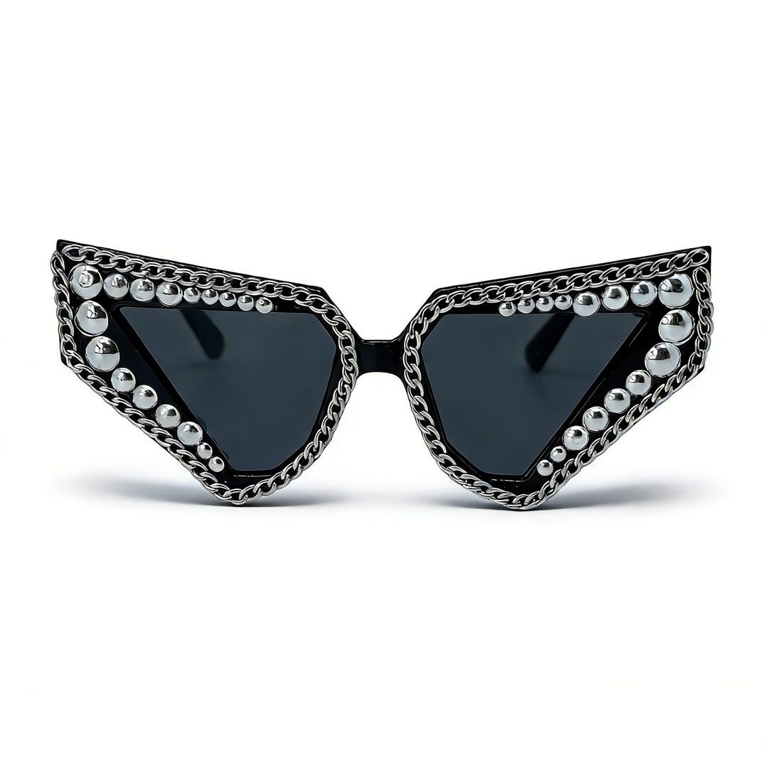 Damen Sonnenbrille mit einzigartigem dreieckigem Rahmen und funkelnden Akzenten Karnz