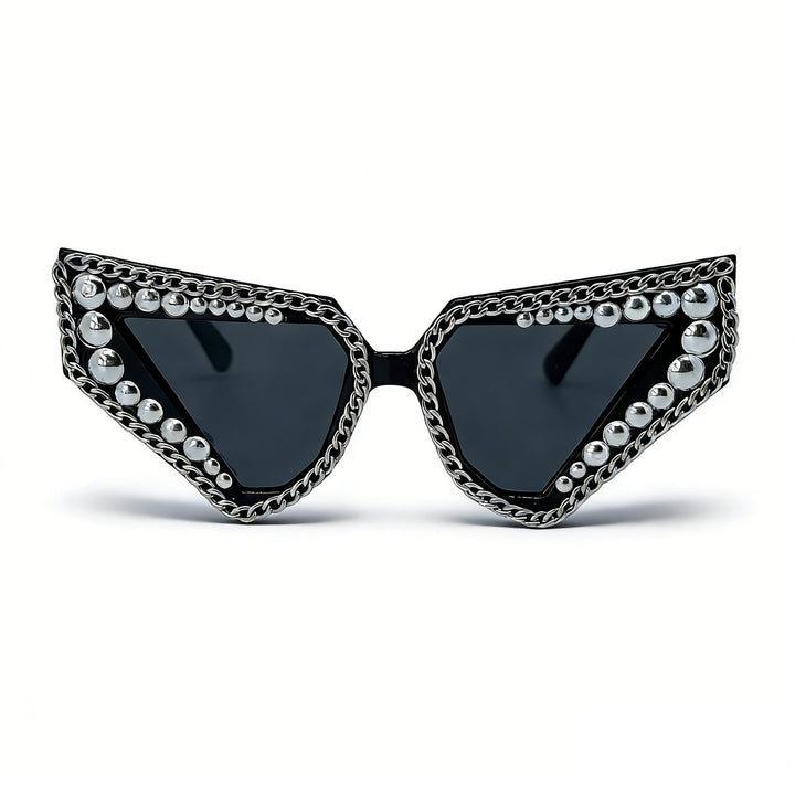 Damen Sonnenbrille mit einzigartigem dreieckigem Rahmen und funkelnden Akzenten Karnz