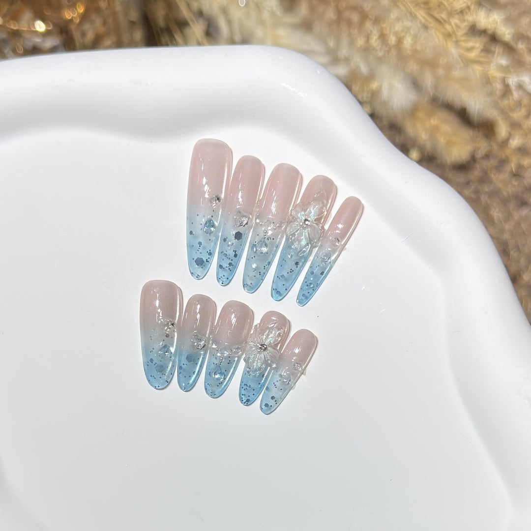 Ombre Floral Press-On Nail Art Set Karnz