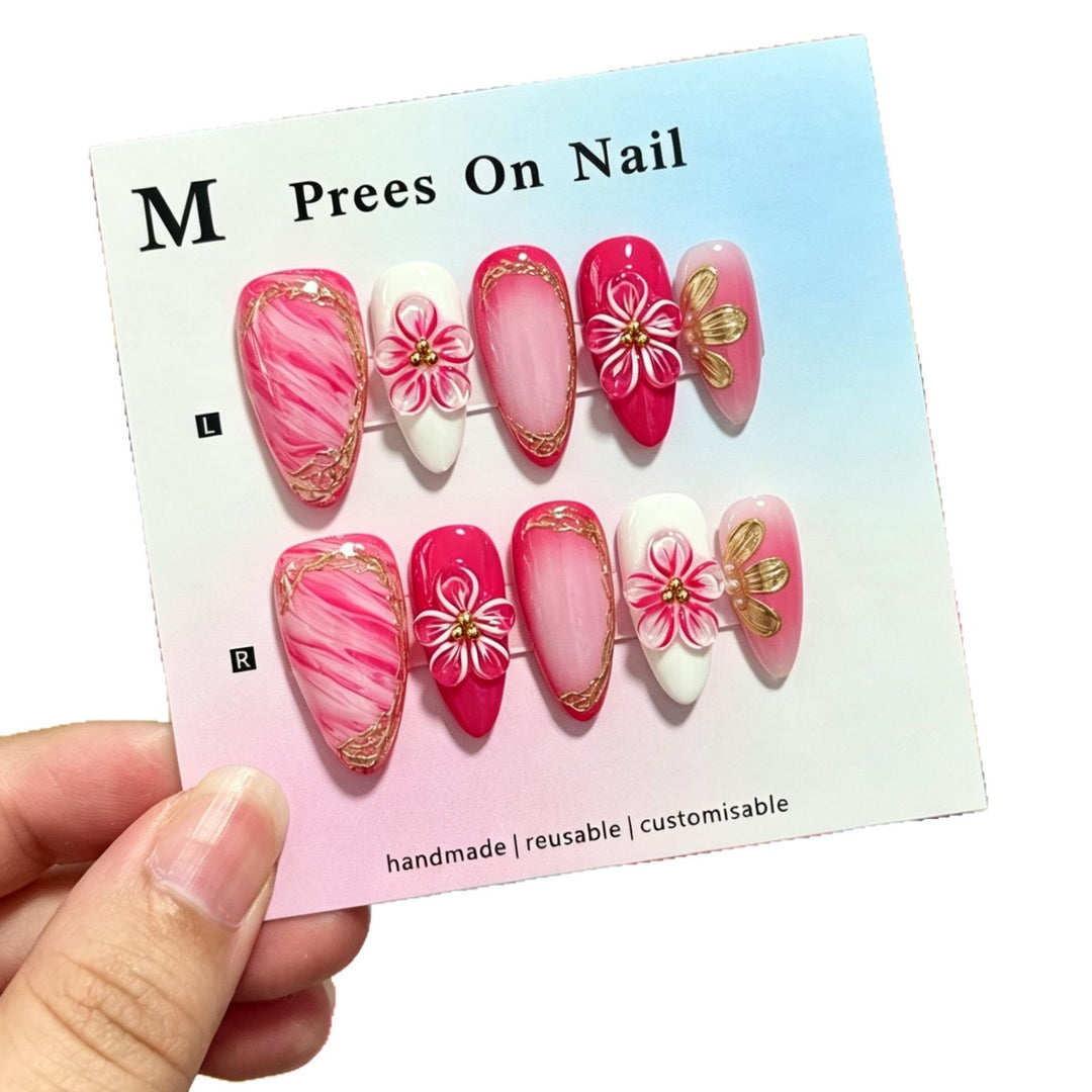 Künstlerisches Floral Design Press-On Nägel