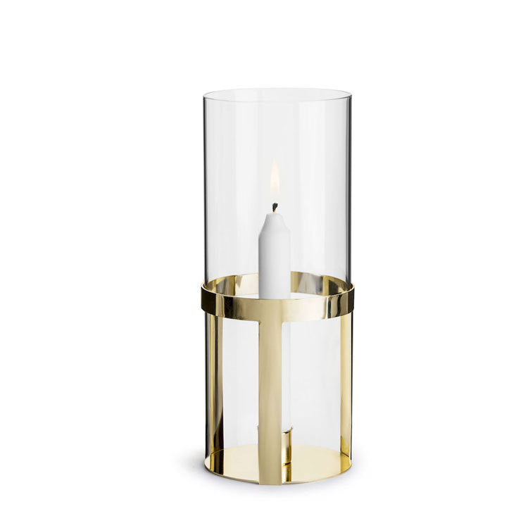Eleganter Glas- und Goldkerzenhalter