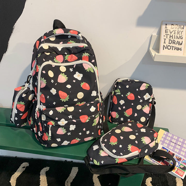 Stylische Erdbeerprint-Rucksack-Set
