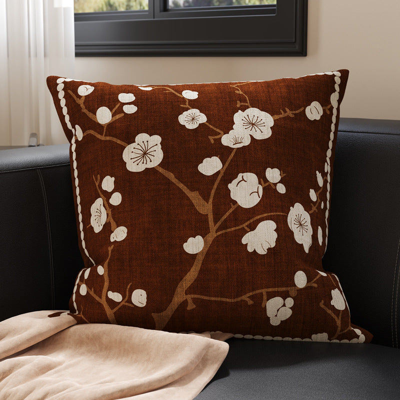 Botanical Microfiber Suede Throw Pillow Cover with Hidden Zipper
