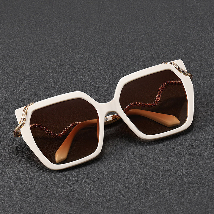 Luxuriöse Übergroße Sechseckige Sonnenbrille
