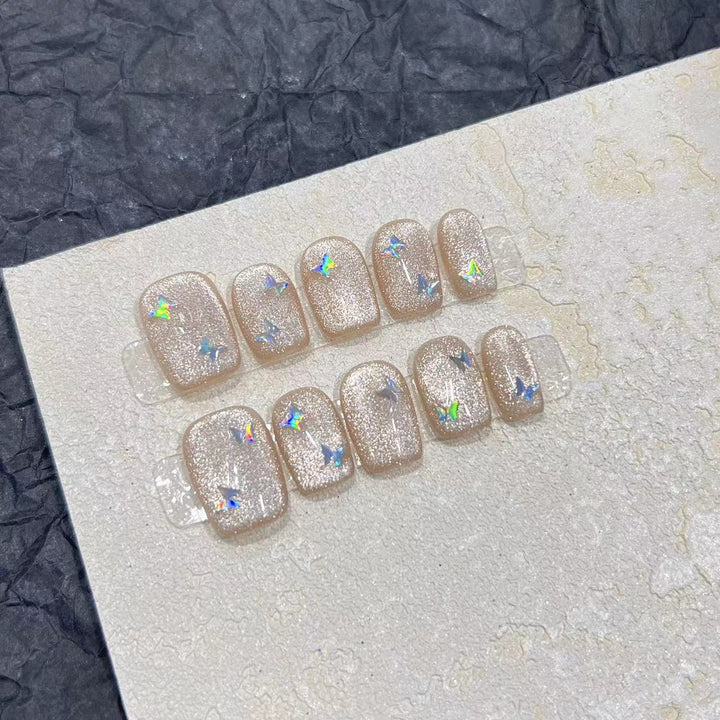 Glitzerndes Press-On-Nagel-Set mit Stern-Akzenten Karnz