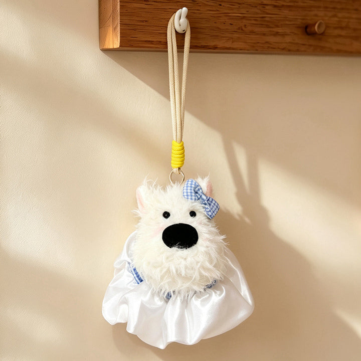 Flauschiger Bunny Taschenanhänger Schlüsselanhänger mit Kunstfell-Plüschkörper und dekorativem Harz-Akzent Karnz