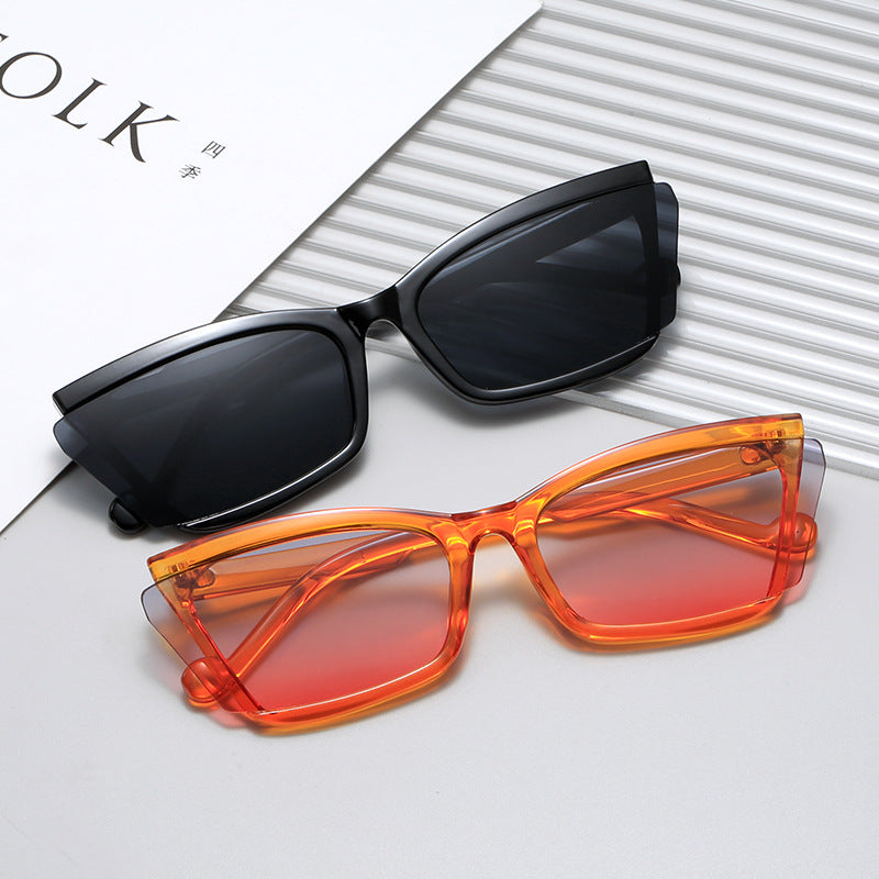 Damen modische Sonnenbrille mit einzigartigem rechteckigem Design und UV-Schutz Karnz