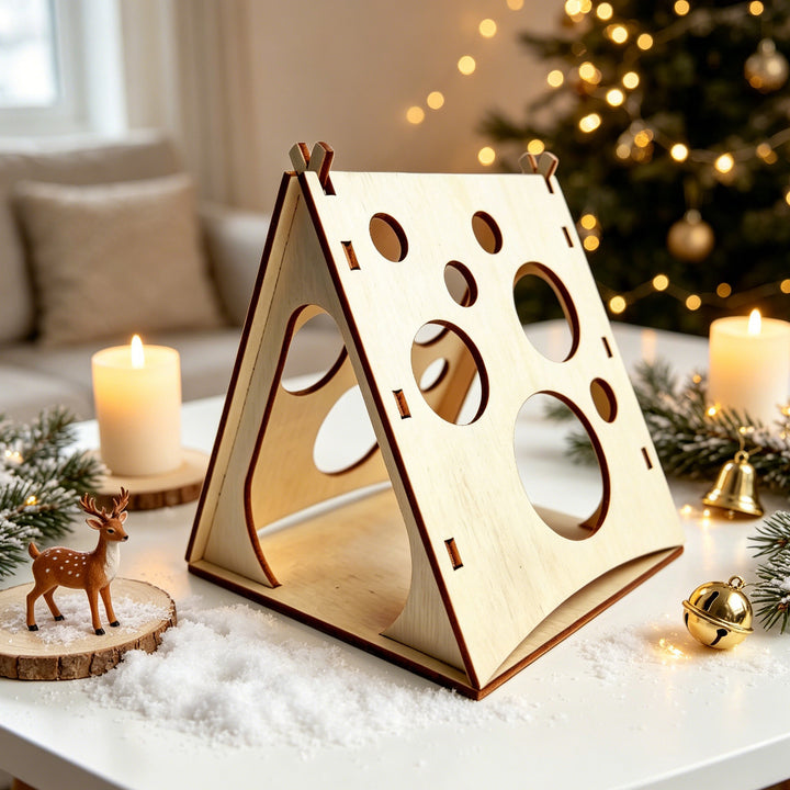 Dekorative Holzpyramide mit Sternenmotiv