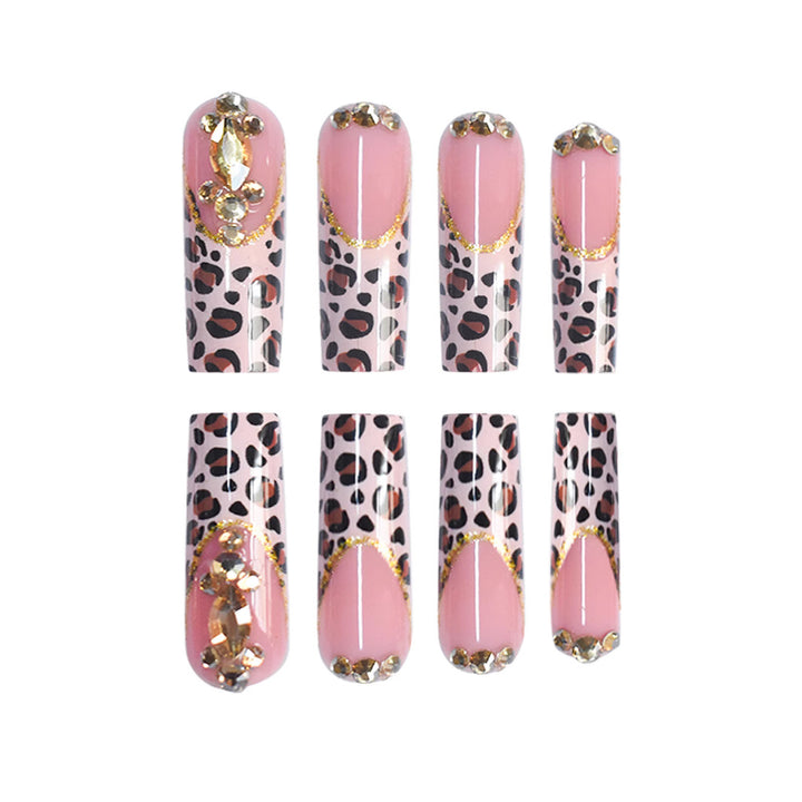 Luxuriöse Leopard-Print Press-On Nail Extensions Karnz