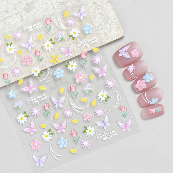 Floral- und Schmetterling-Nagelkunst-Aufkleber-Set
