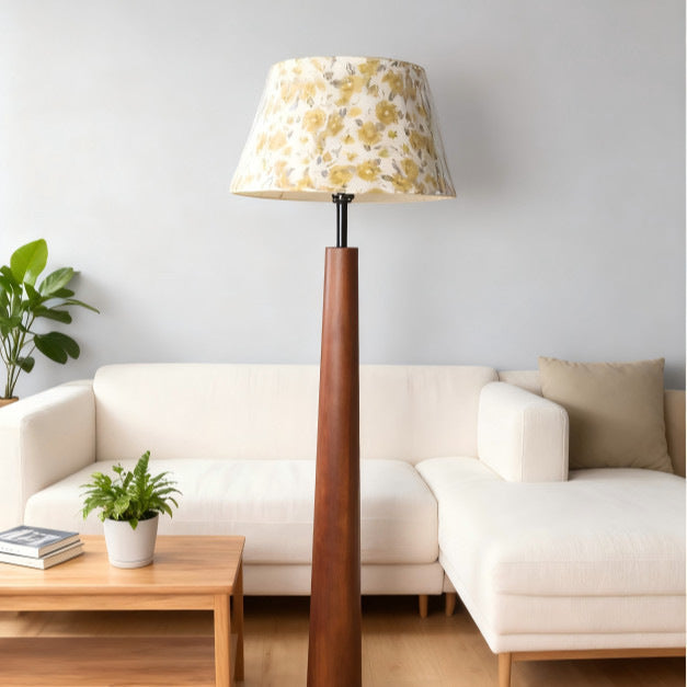 Stilvolle florale Schirm Holz Stehlampe