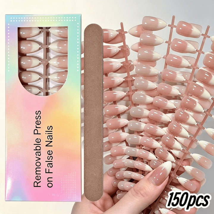 Entfernbares Press-On-Nagelset mit französischem Spitzen Design Karnz