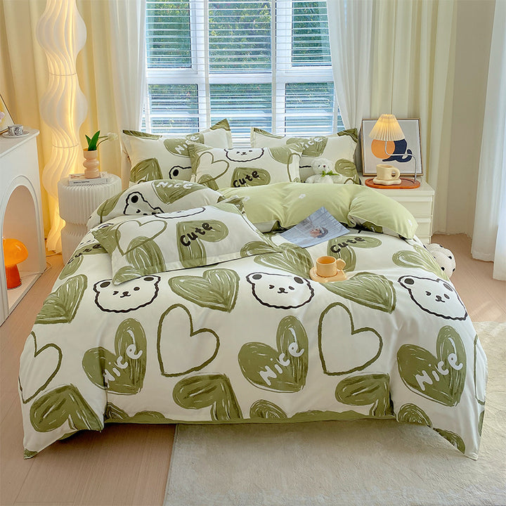 Verspieltes Blumenmuster Bettwäsche Set