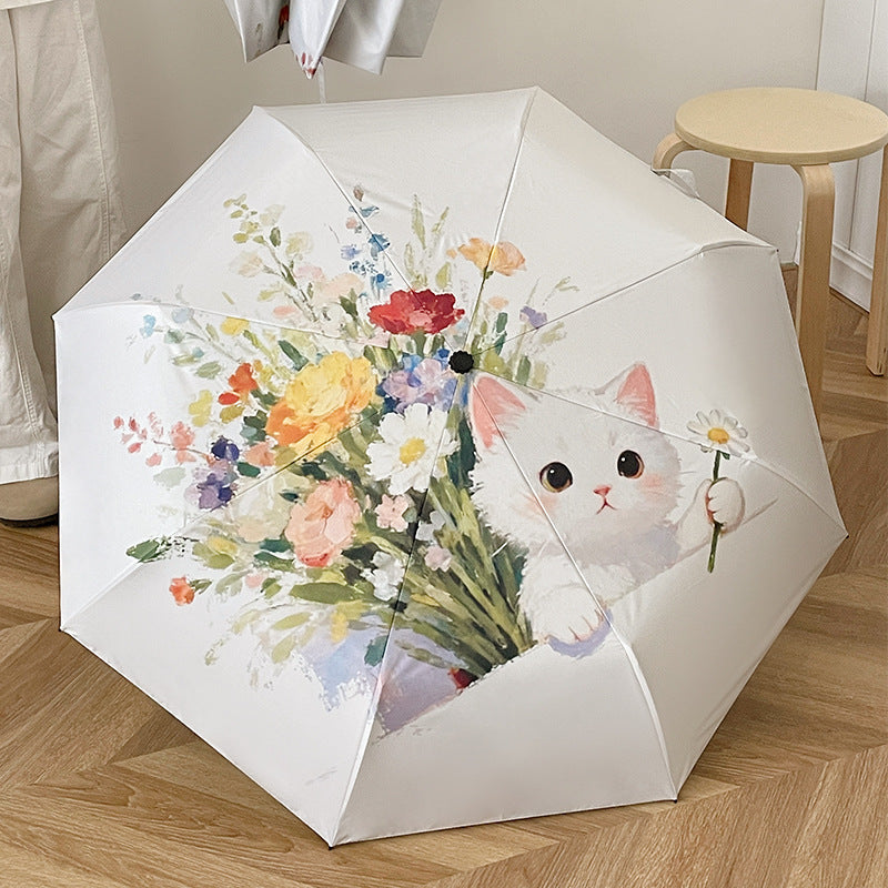 Damen Faltbarer Regenschirm mit floralen Akzenten Karnz