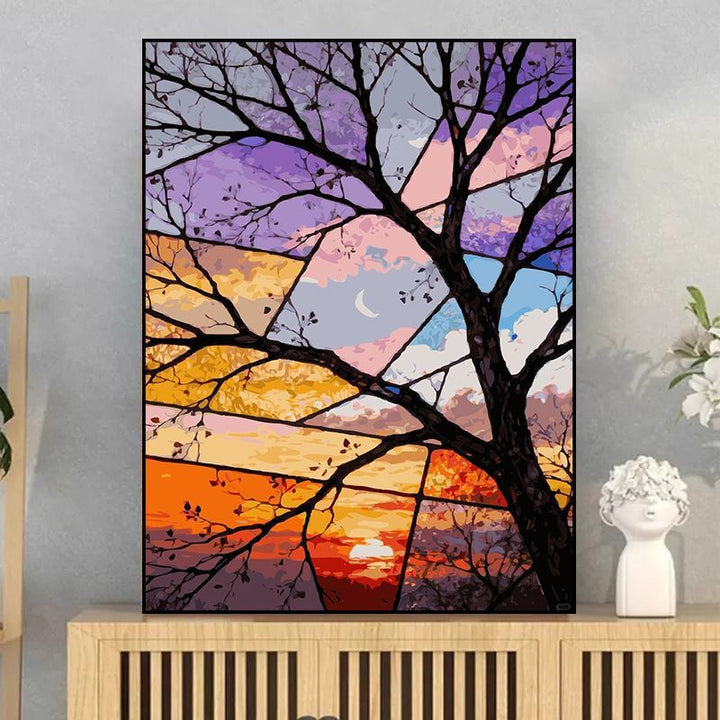 Abstrakte Sonnenuntergang Wandkunst Karnz