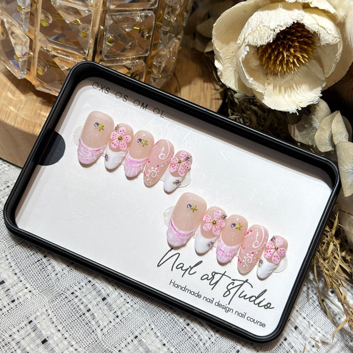 Handgemachtes Blumen Press-on Nagelset Karnz 1788224057
