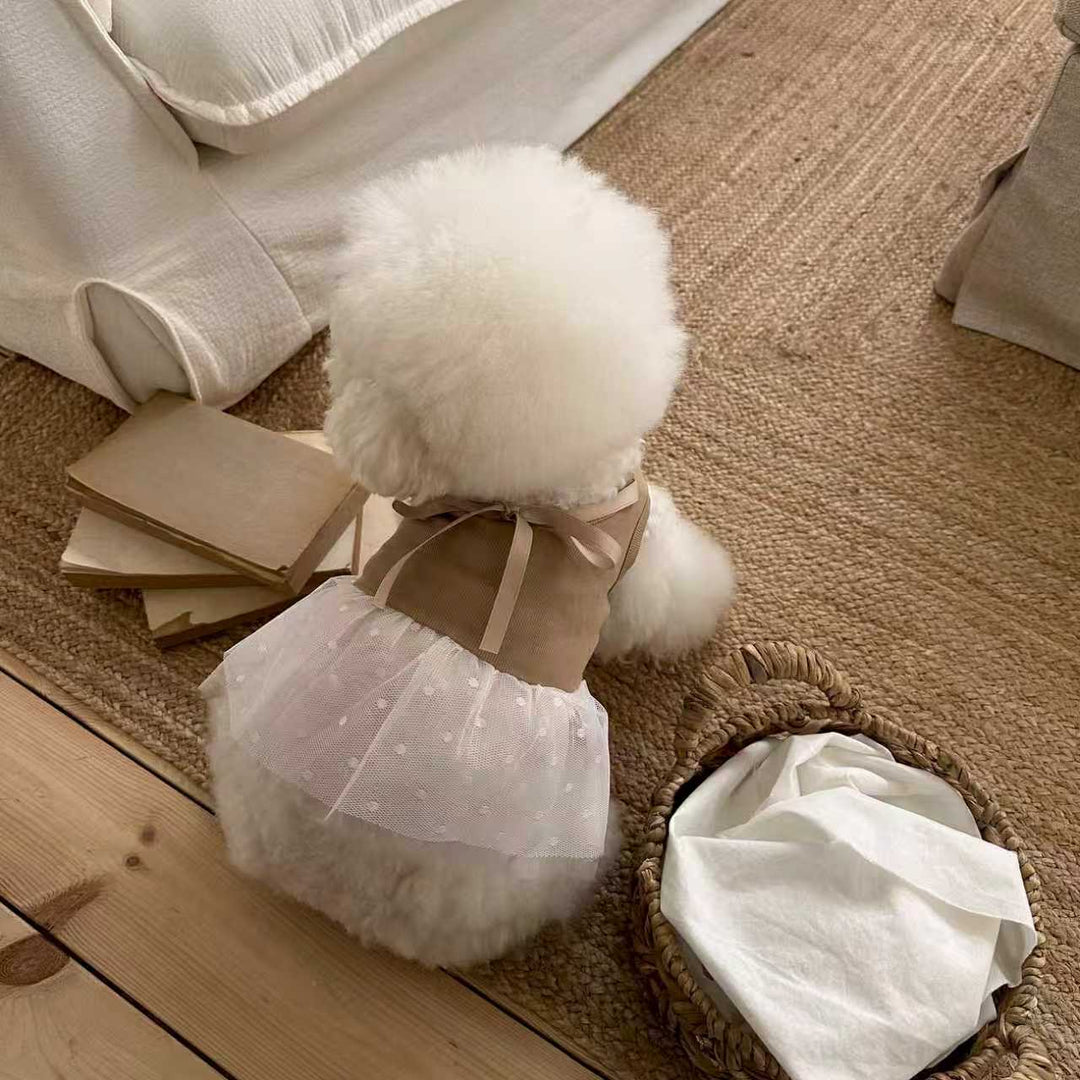 Pet Tüll Tutu Kleid Geschirr mit Rippoberteil und Schleife