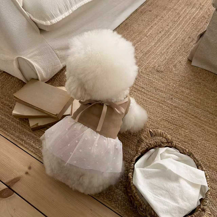 Pet Tüll Tutu Kleid Geschirr mit Rippoberteil und Schleife
