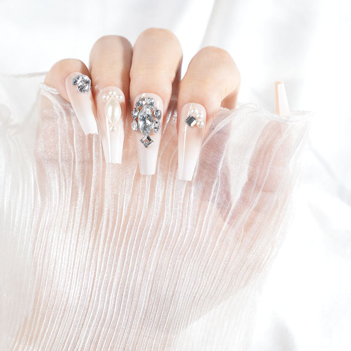 Glamouröse mit Kristallen verzierte Press-On Nail Set Karnz
