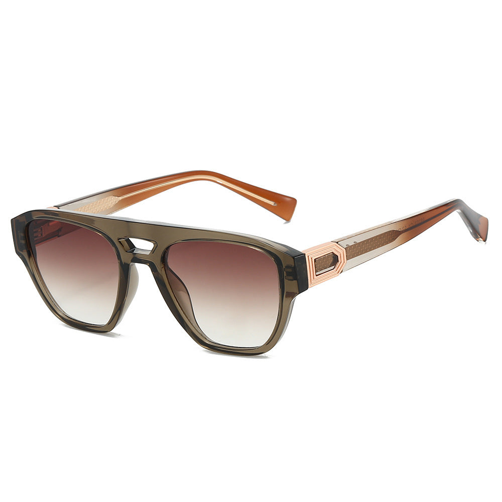 Damen Designer-Sonnenbrille mit modernem, kantigem Rahmen und Farbverlauf Karnz