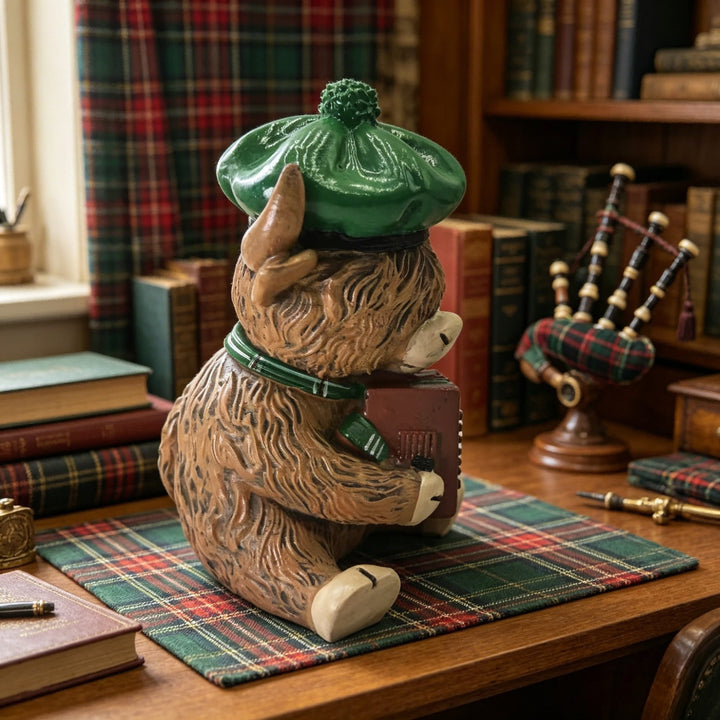 Dekorative Hochlandrind Figur mit Akkordeon Karnz