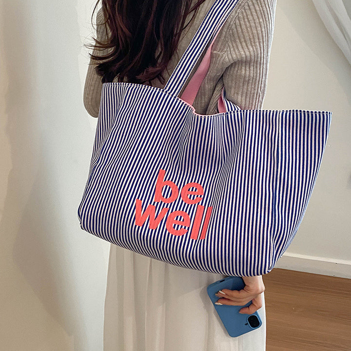 Gestreifter Canvas-Shopper