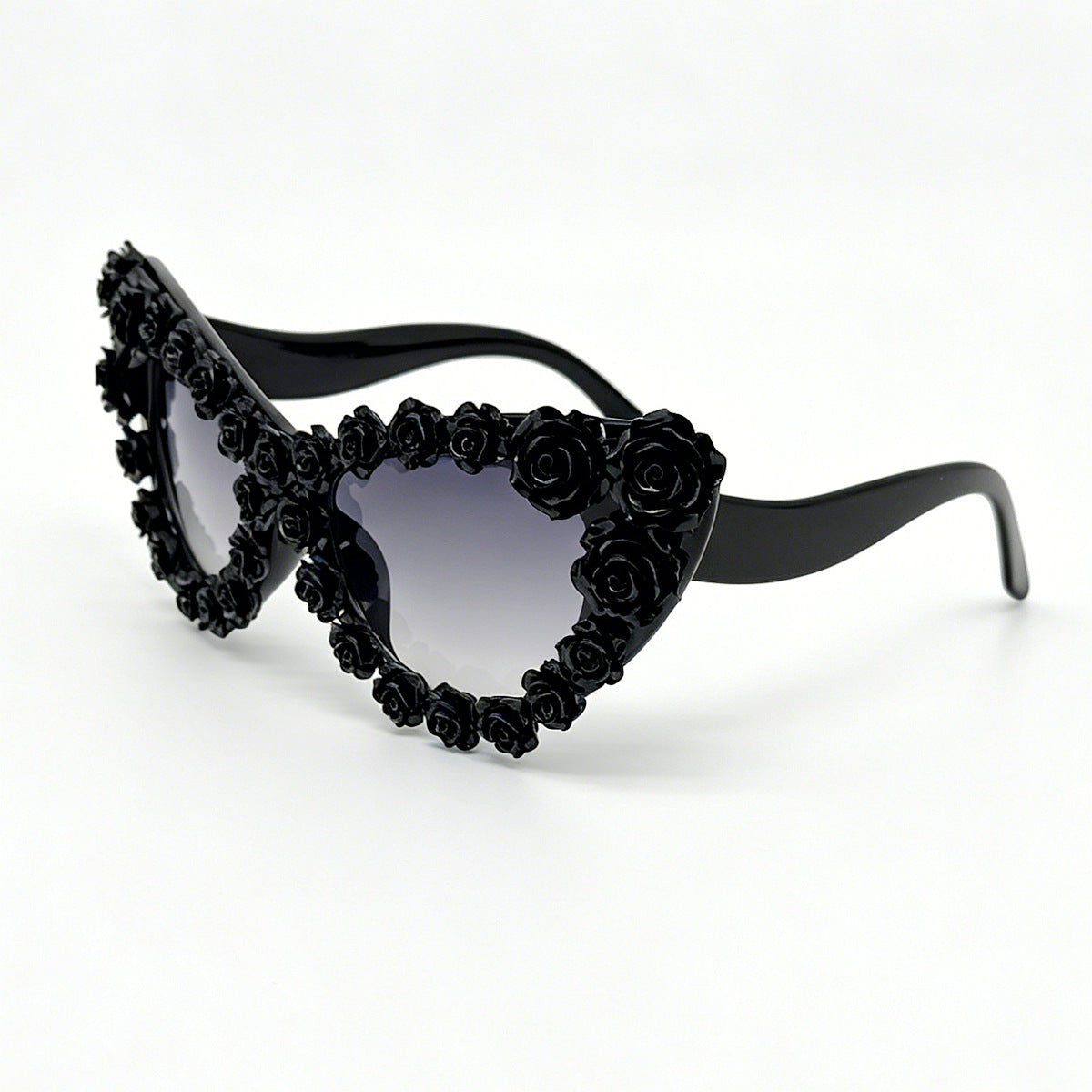 Damen Herzförmige Sonnenbrille mit floraler Applikation Karnz