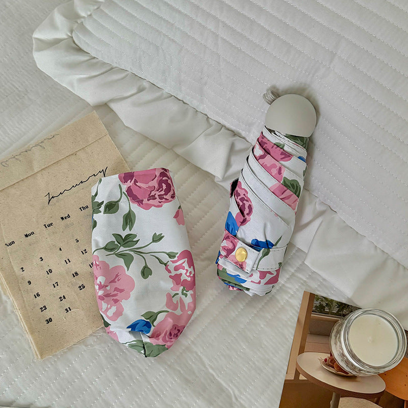 Damen Faltregenschirm mit hochwertigem Blumendesign Karnz