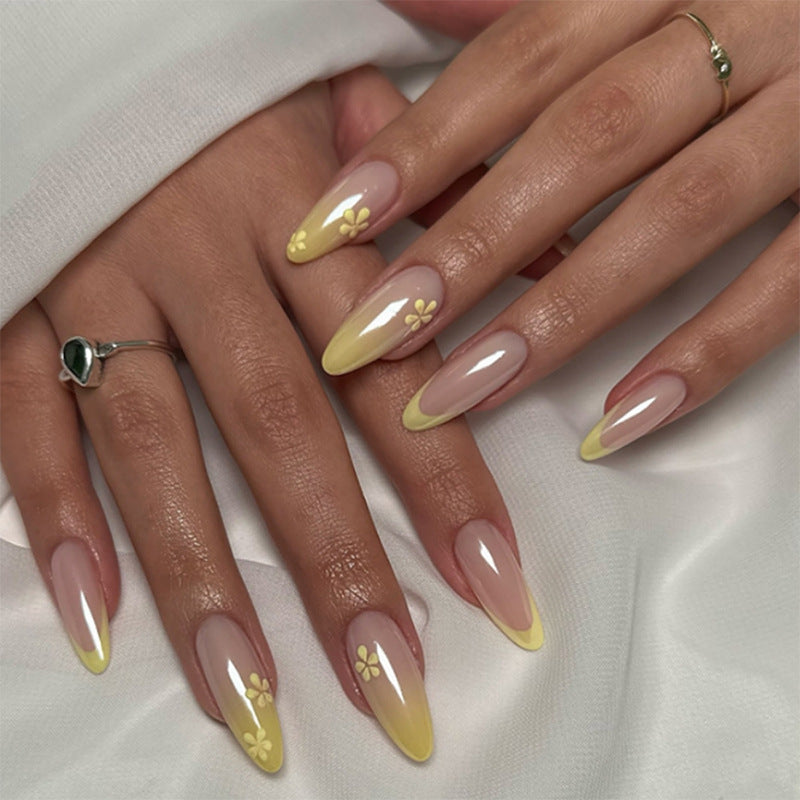 Vibrante florale dekorative Press-On-Nagelset Karnz