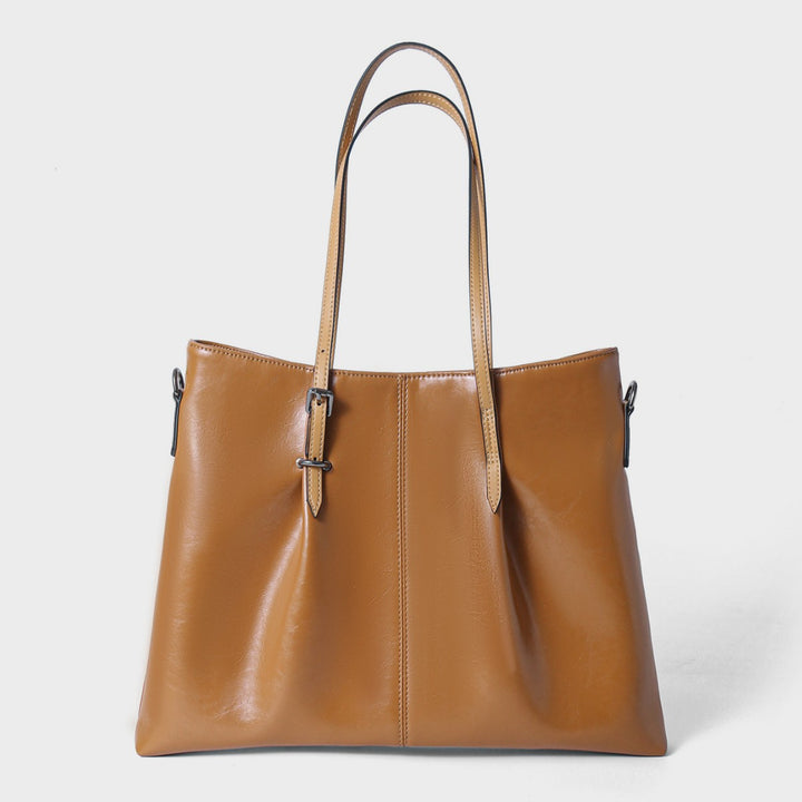 Große Glänzende Leder Schultertasche mit Schnallenriemen