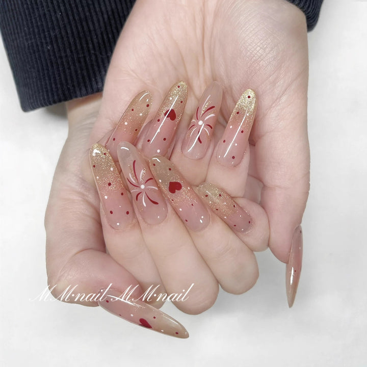 Künstlerisches Stiletto Press-On Nagelset Karnz