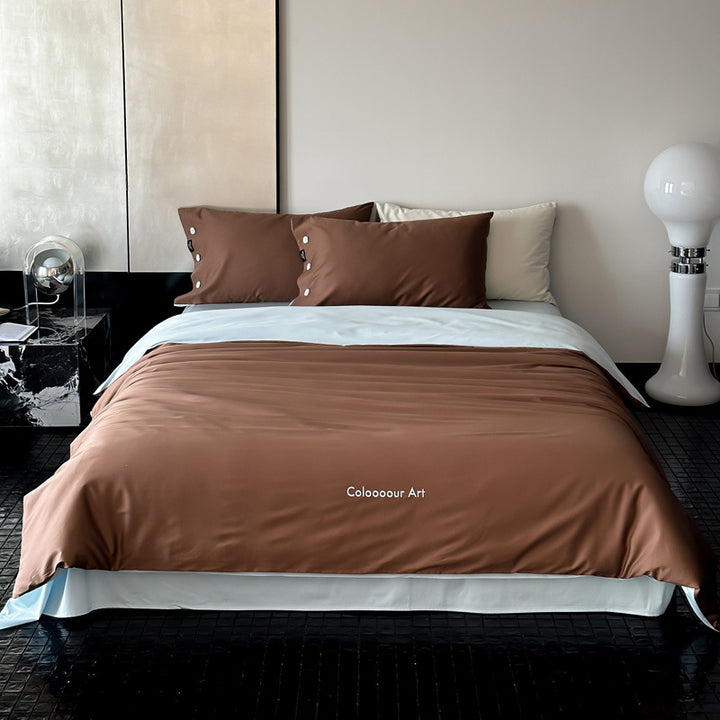 Umkehrbare Baumwoll-Satin Bettbezug Set mit Knopfverschluss