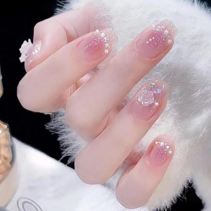 Glitzernde, mit Kristallen verzierte Press-On-Nageltips Karnz