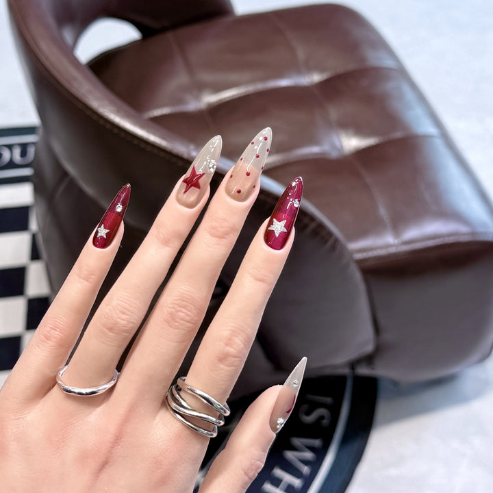 Star-Accent Druck-auf-Nagelset Karnz