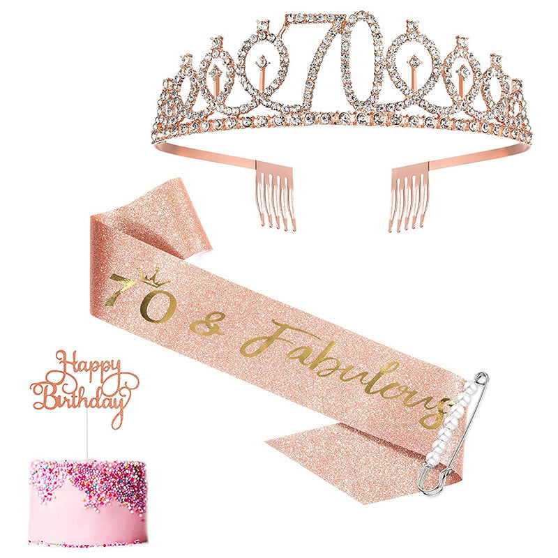 Damen Glitzernde Tiara mit personalisiertem 80. Geburtstagsschriftzug Karnz