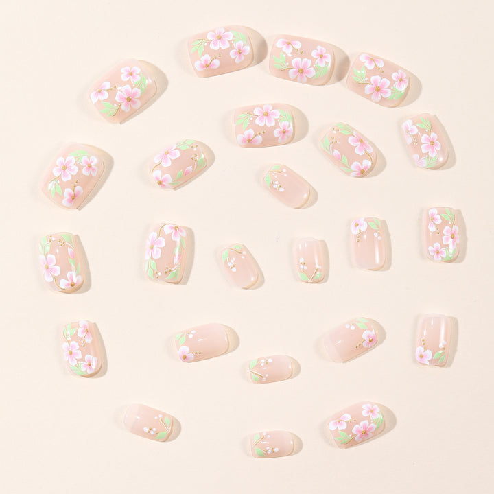 Elegant Floral Handgemalte Nagelkunst Karnz