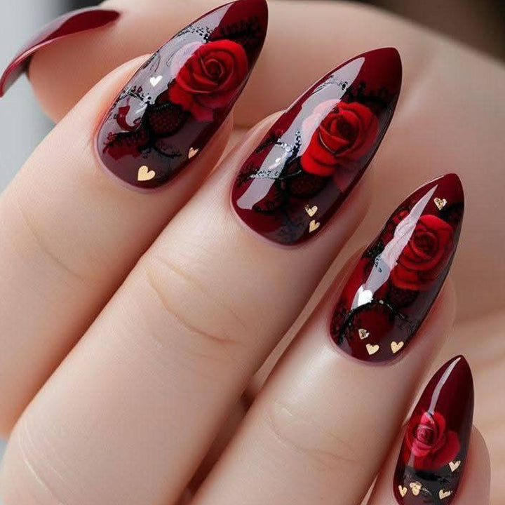 Künstlerische florale Stiletto-Nagelkunstverlängerungen Karnz