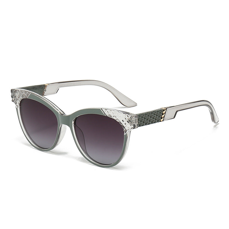 Damen Cat-Eye Sonnenbrille mit strukturierter Rahmen und UV-Schutz Karnz