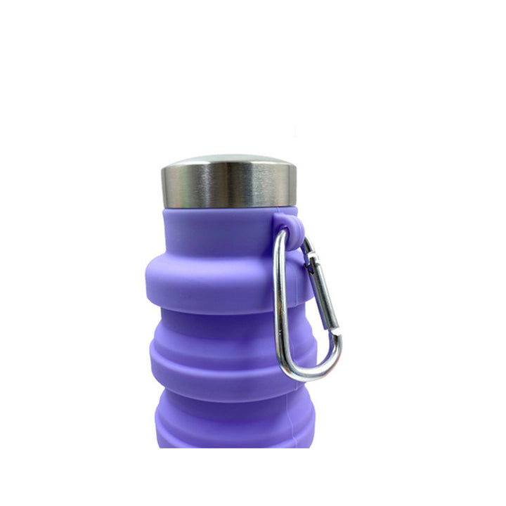 Damen praktische und kompakte Silikon-Trinkflasche mit Karabiner und Edelstahlverschluss Karnz