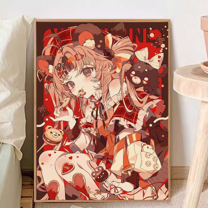 Verspielt Anime-inspirierten Leinwand Kunstdruck Karnz