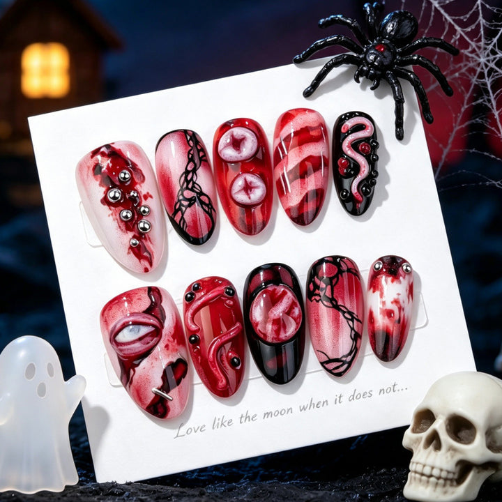Künstlerisches Horror-Themen Press-On Nagelkunst Set